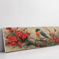 Songbird Among Scarlet Blossoms