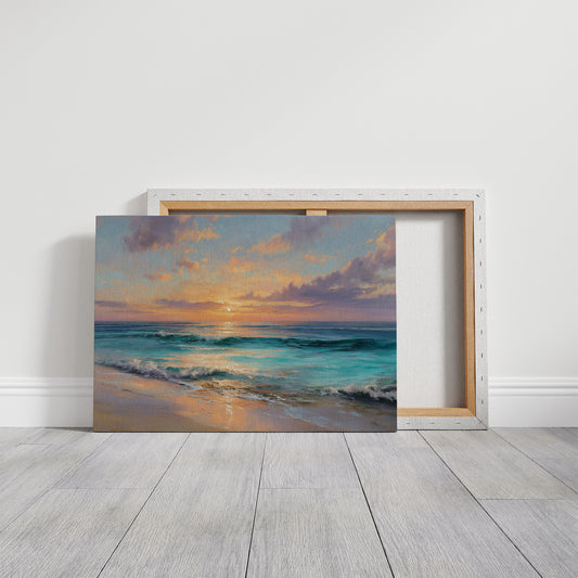 Turquoise Waves Meet Coral Sky