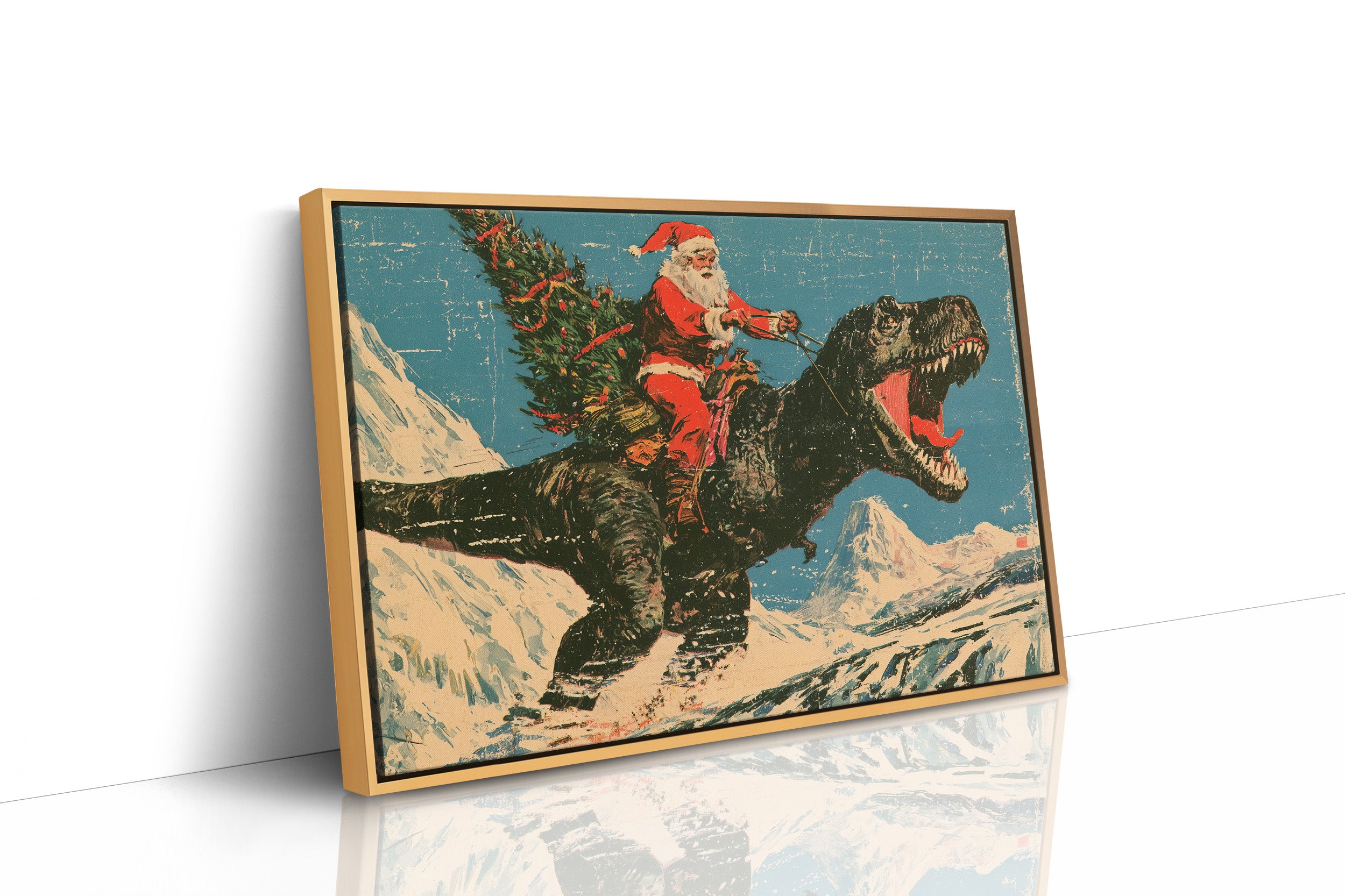 Santa Rides a T-Rex