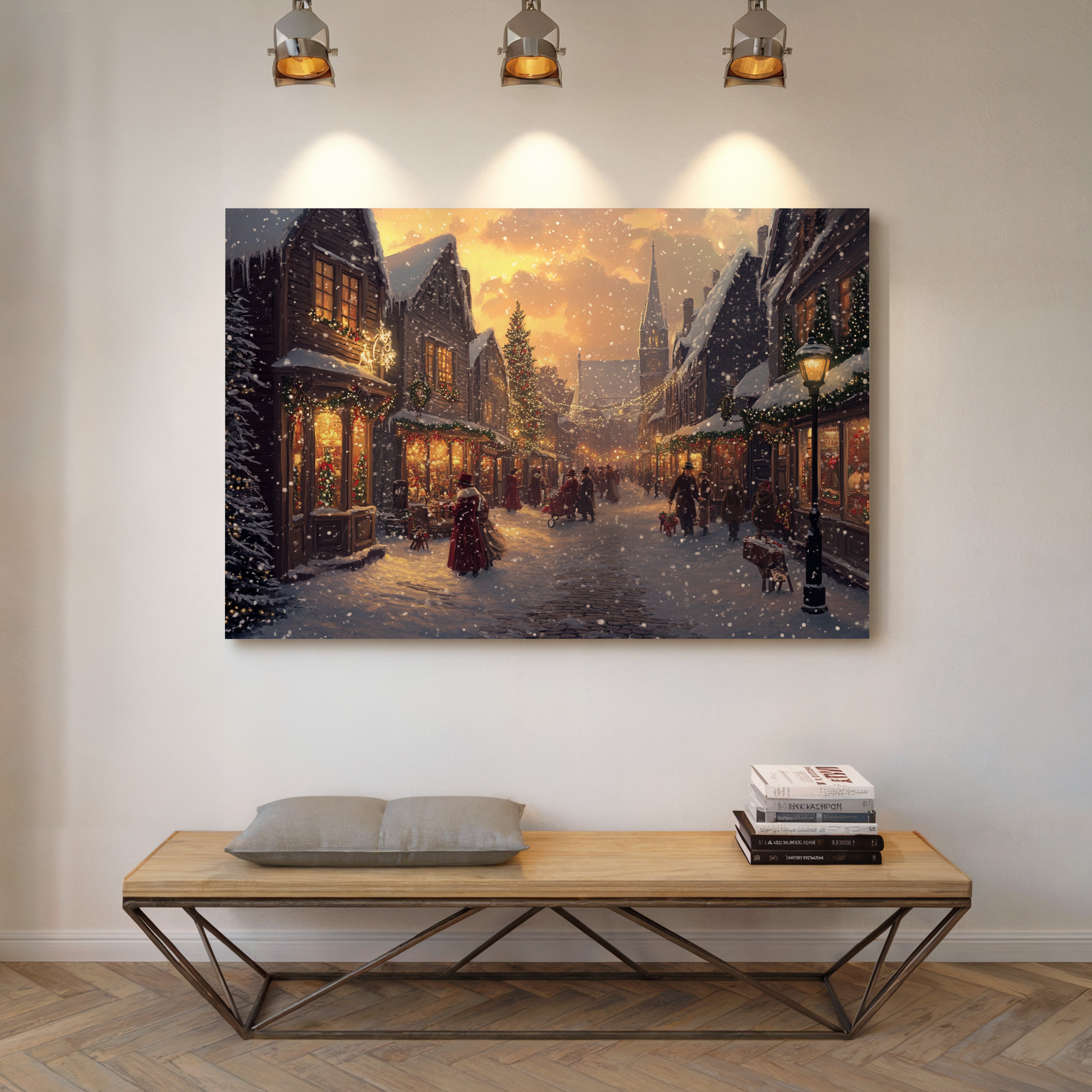Winter Lights Dance Through Village Streets