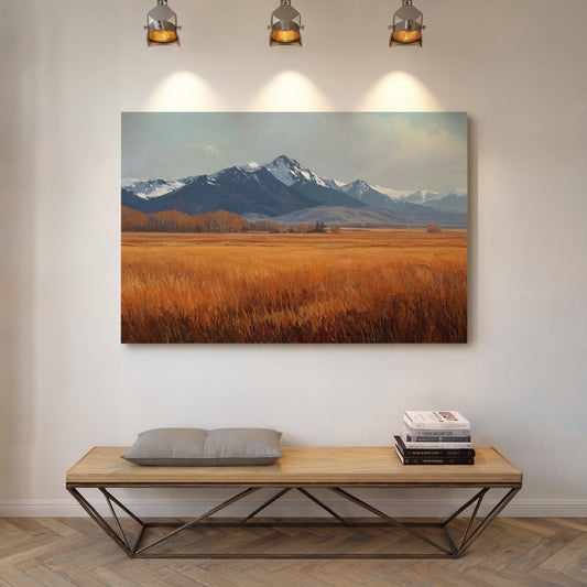 Autumn Wheat Bows To Snowy Peaks