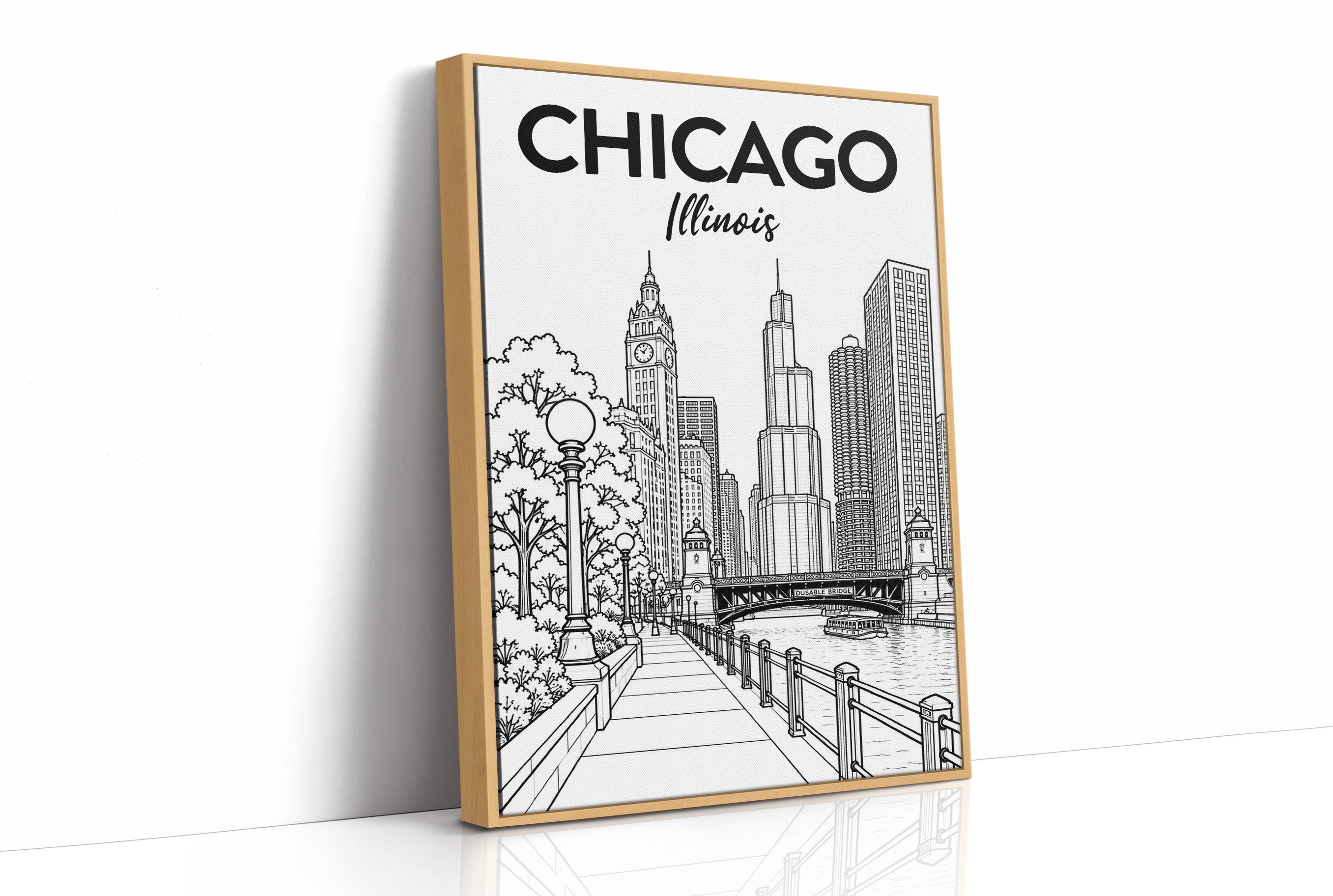 Chicago, Riverwalk Line Art