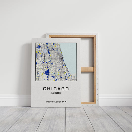 Chicago, Mapped in Navy & Gold