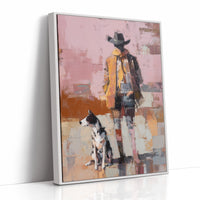 Cowboy Stands With Patient Dog