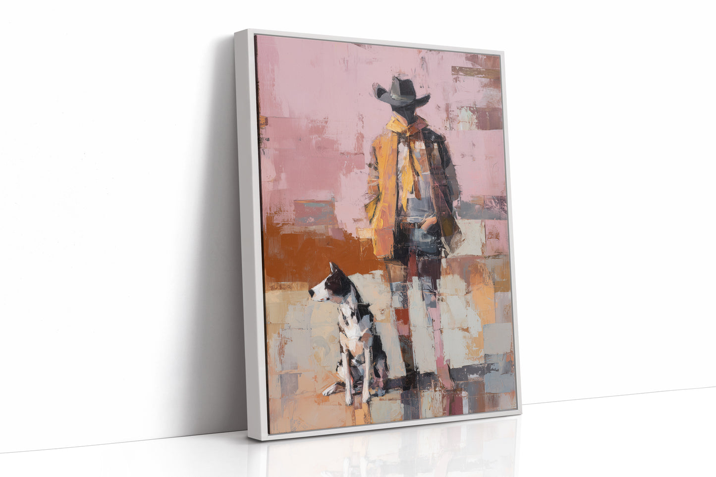 Cowboy Stands With Patient Dog