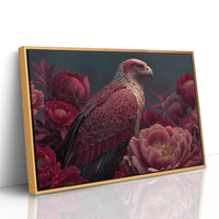 Crimson Eagle Among the Peonies