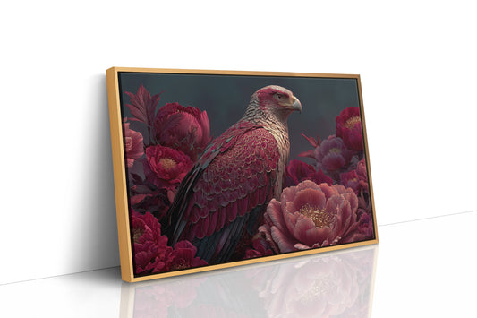 Crimson Eagle Among the Peonies