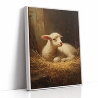 Innocent Lamb Rests in Golden Straw