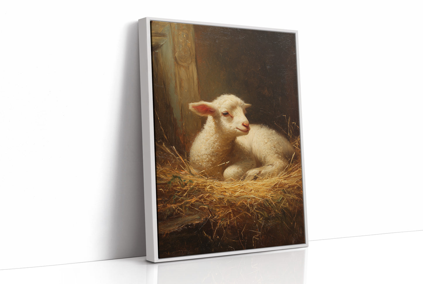 Innocent Lamb Rests in Golden Straw