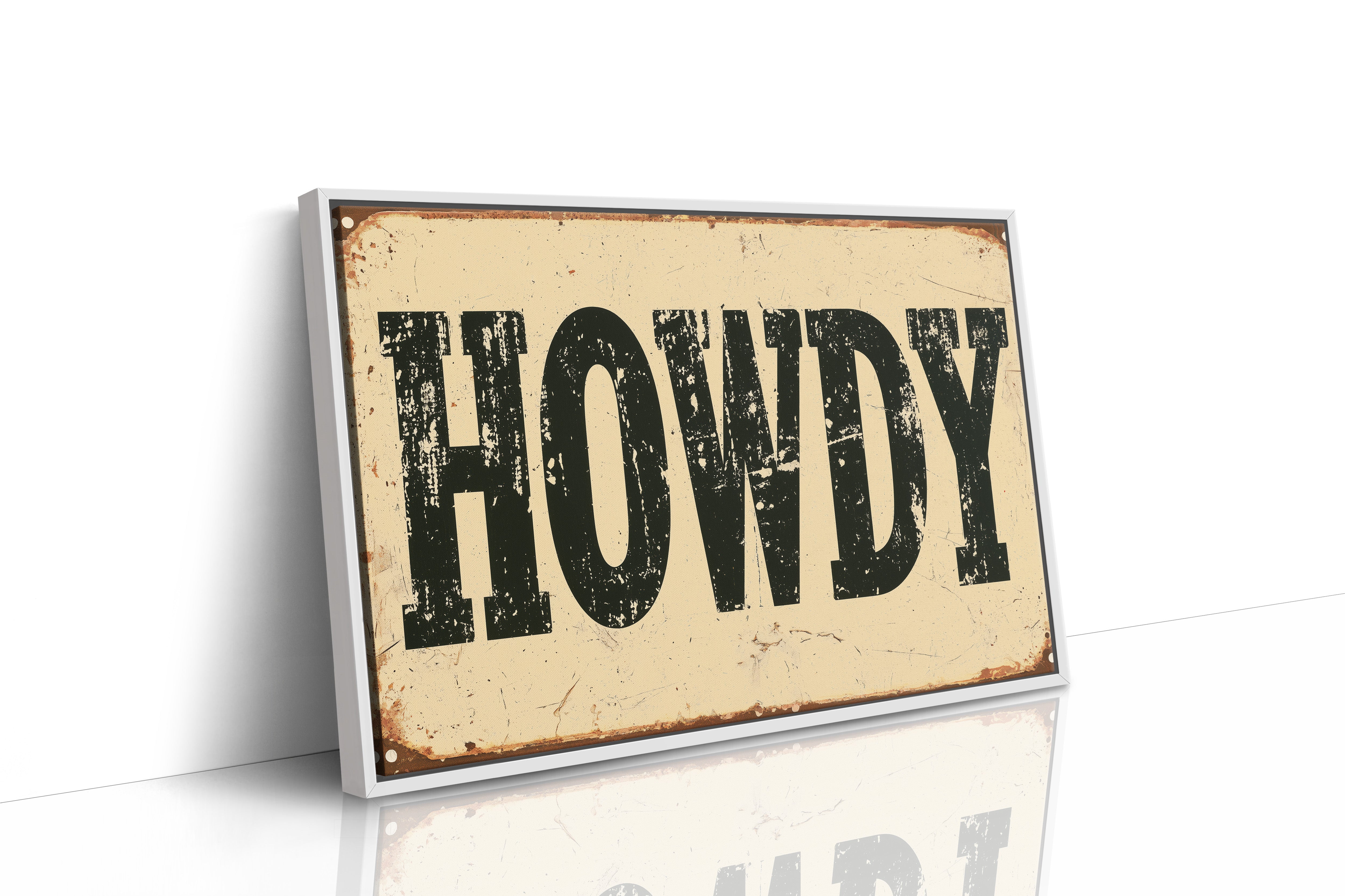 Howdy, Rusted Tin Sign