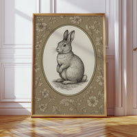 Victorian Rabbit in Floral Frame