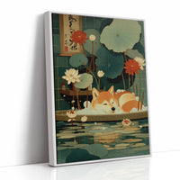 Sleepy Fox Among Lotus Dreams