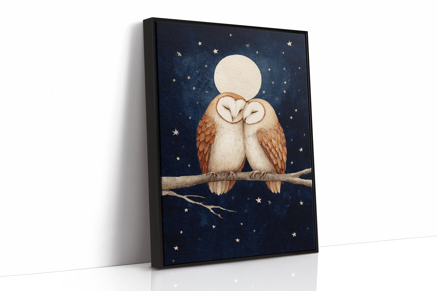 Loving Owls Under a Full Moon