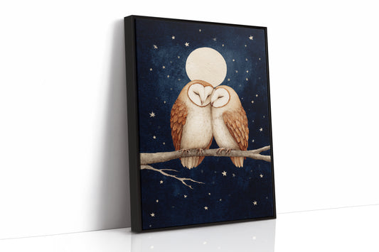 Loving Owls Under a Full Moon