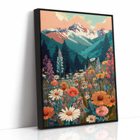 Floral Tapestry Beneath Mountain Peaks