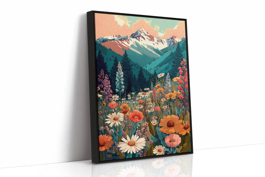 Floral Tapestry Beneath Mountain Peaks