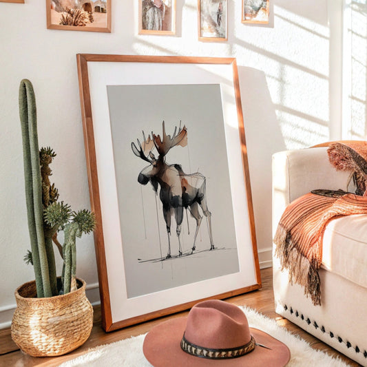 Watercolor Moose Meets Rustic Comfort