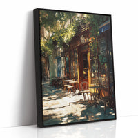Sunlit Tables Awaiting Conversation