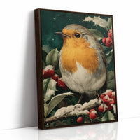 Robin in the Holly Snow