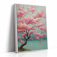 Cherry Blossoms Dance In Turquoise Light