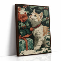 Kitten Among the Poinsettias
