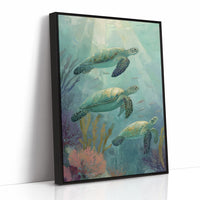 Sea Turtles Dance Through Aquamarine