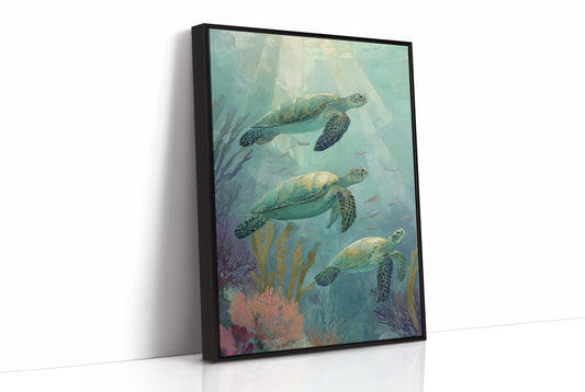 Sea Turtles Dance Through Aquamarine