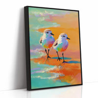 Pastel Shorebirds Walk Together