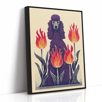 Poodle Amidst Fiery Blooms