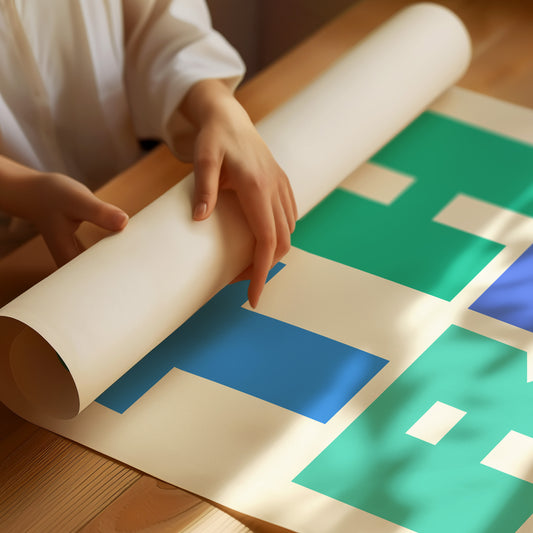 Geometric Letters Dance In Mint Blue