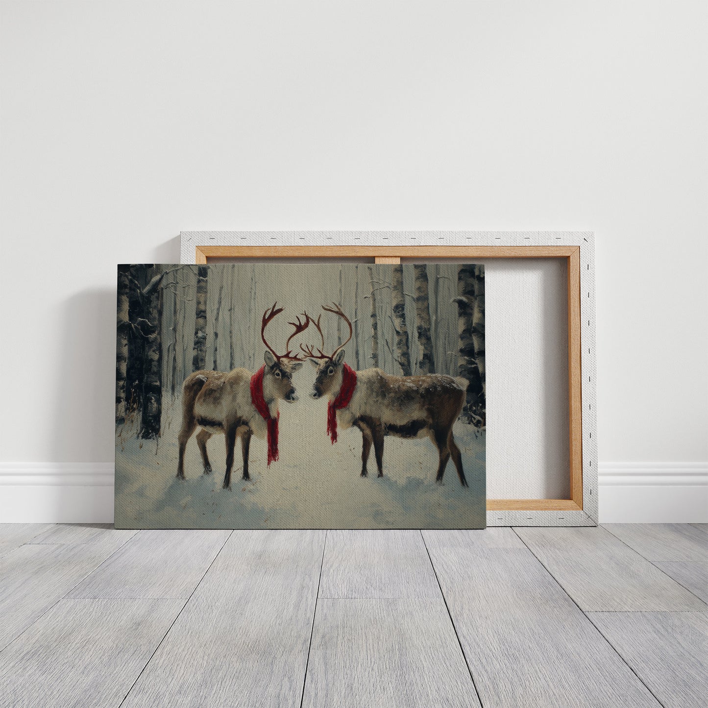 Winter Reindeer Share Crimson Scarves