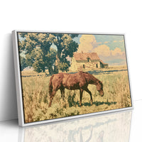 Grazing Horse at the Old Farmhouse