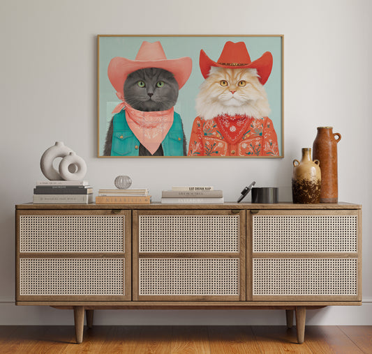 Cowboy Cats Ride At Dawn