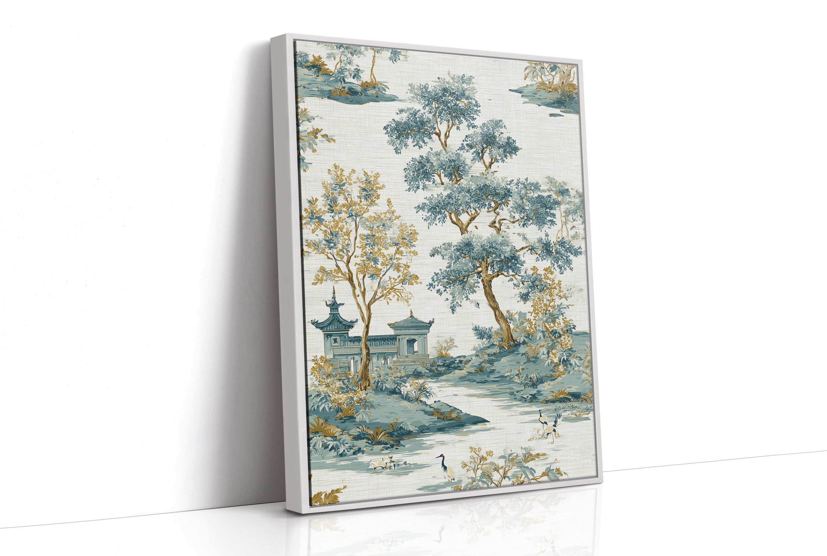 Cranes Wade Through Distant Temples