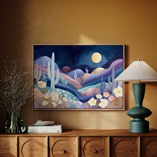 Desert Cosmos Blooms Under Moonlight