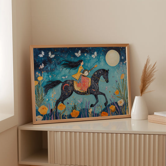 Moonlit Melody on Midnight Horseback