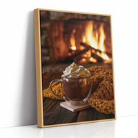 Cocoa Loco By The Fire, print in a natural wood frame