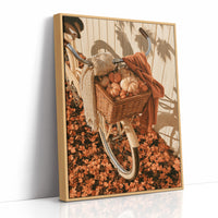 Gourd Delivery, Pedal Powered, print in a natural wood frame