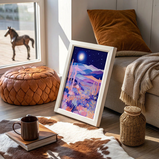 Moonlit Saguaros Dance In Lavender