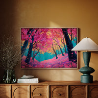 Cherry Blossoms Dance In Turquoise Light