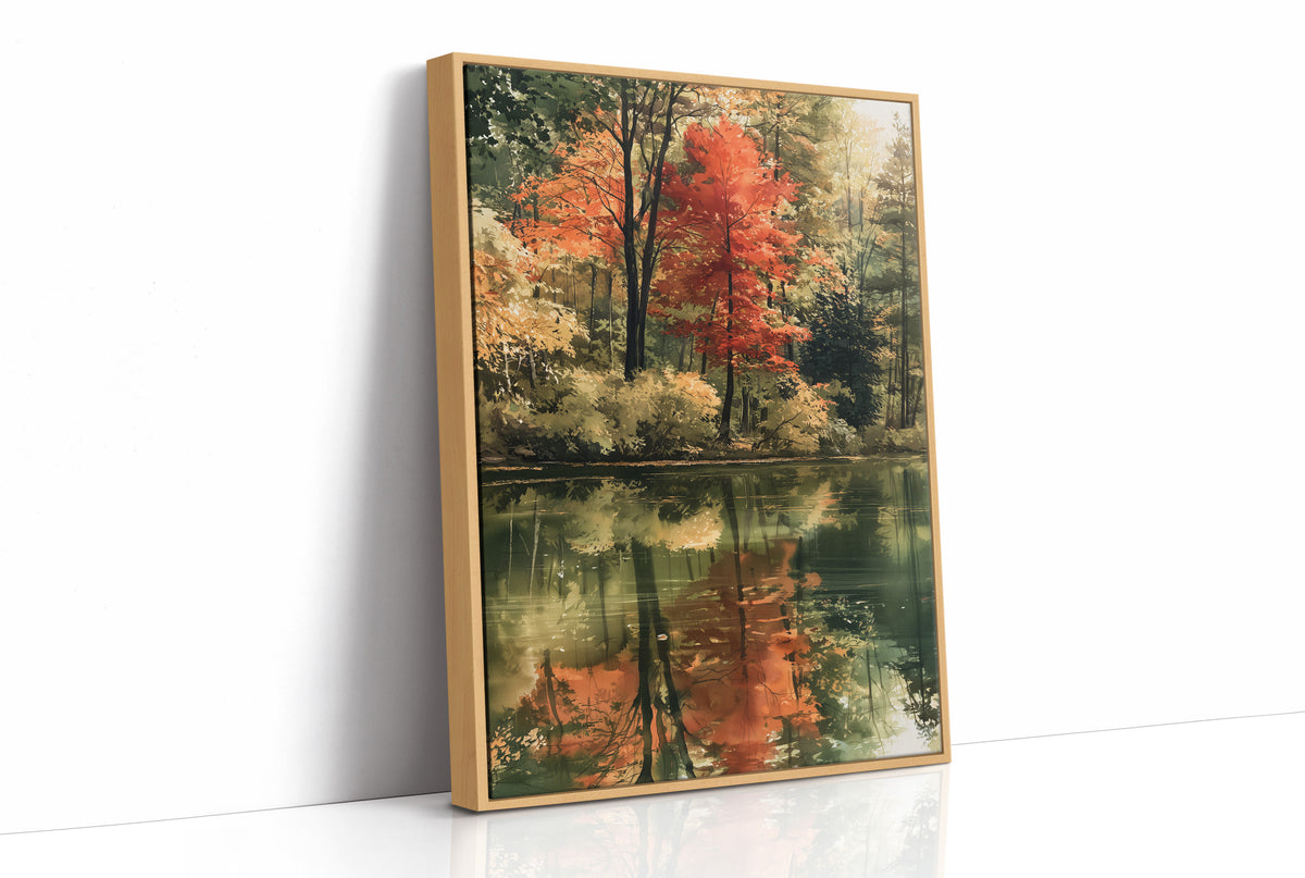 Mirror Mirror On The Pond, print in a natural wood frame