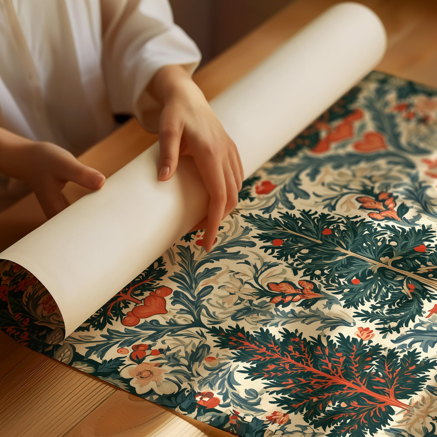 William Morris Style Pine Trees