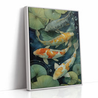 Koi Dance Below Lily Shadows