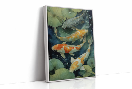 Koi Dance Below Lily Shadows