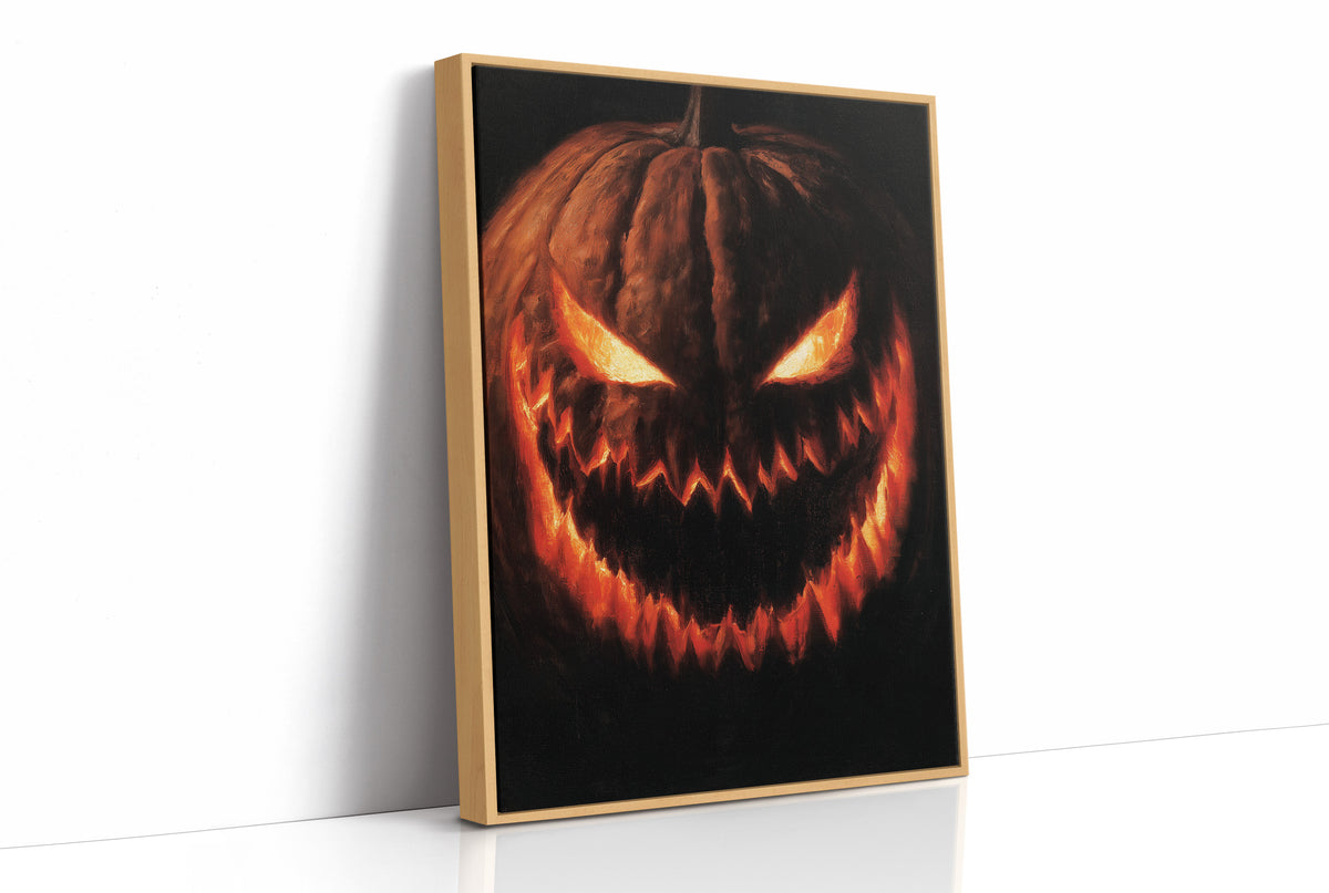 Grin And Bear The Fright, print in a natural wood frame