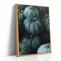 Teal Talk: Gourds Of A Feather, print in a natural wood frame