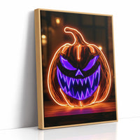 Neon Trouble Brewing, print in a natural wood frame