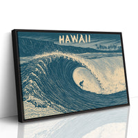 Hawaii Barrel Wave Woodcut