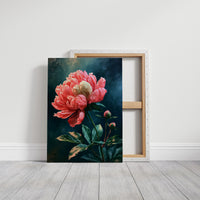 Coral Peony Against Midnight Blue