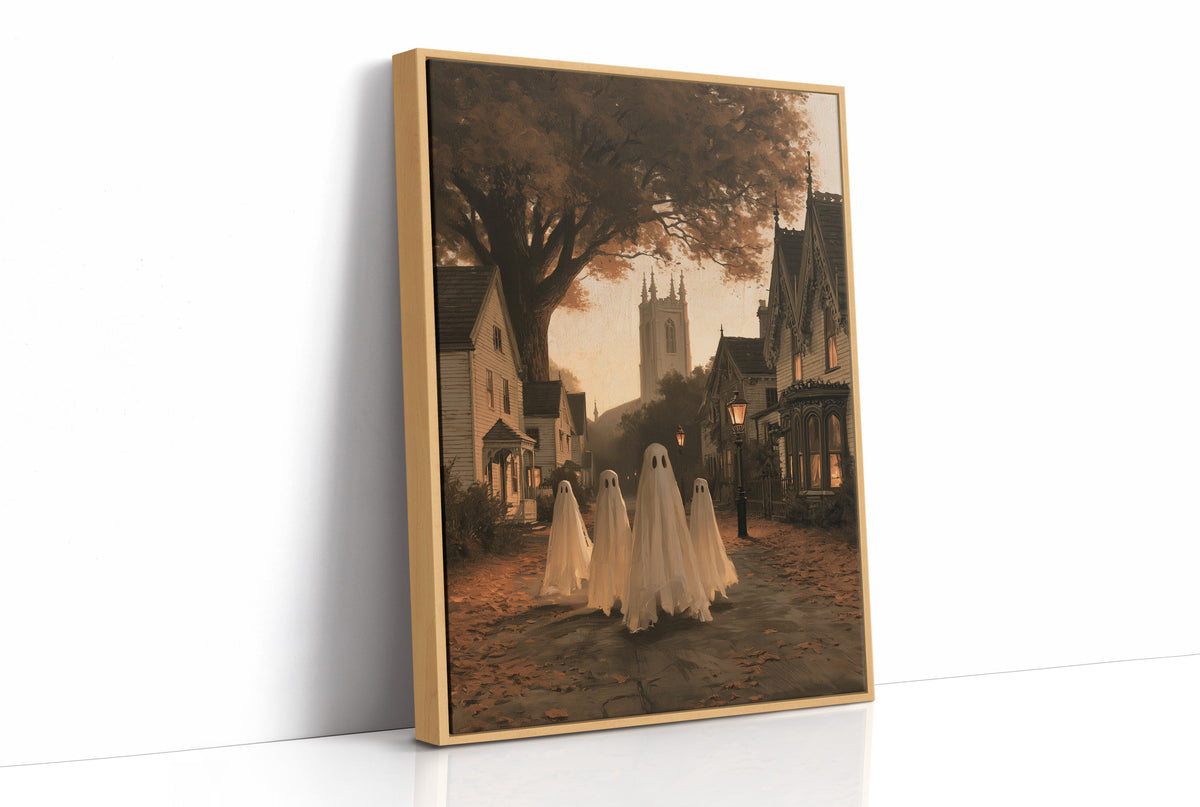 Neighborhood Watch, After Hours, print in a natural wood frame